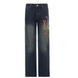 Retro Butterfly Print Y2K Denim Jeans